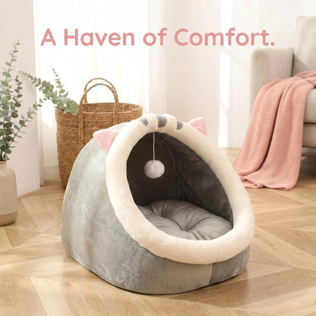 Cozy Whiskers Cat Cave Bed