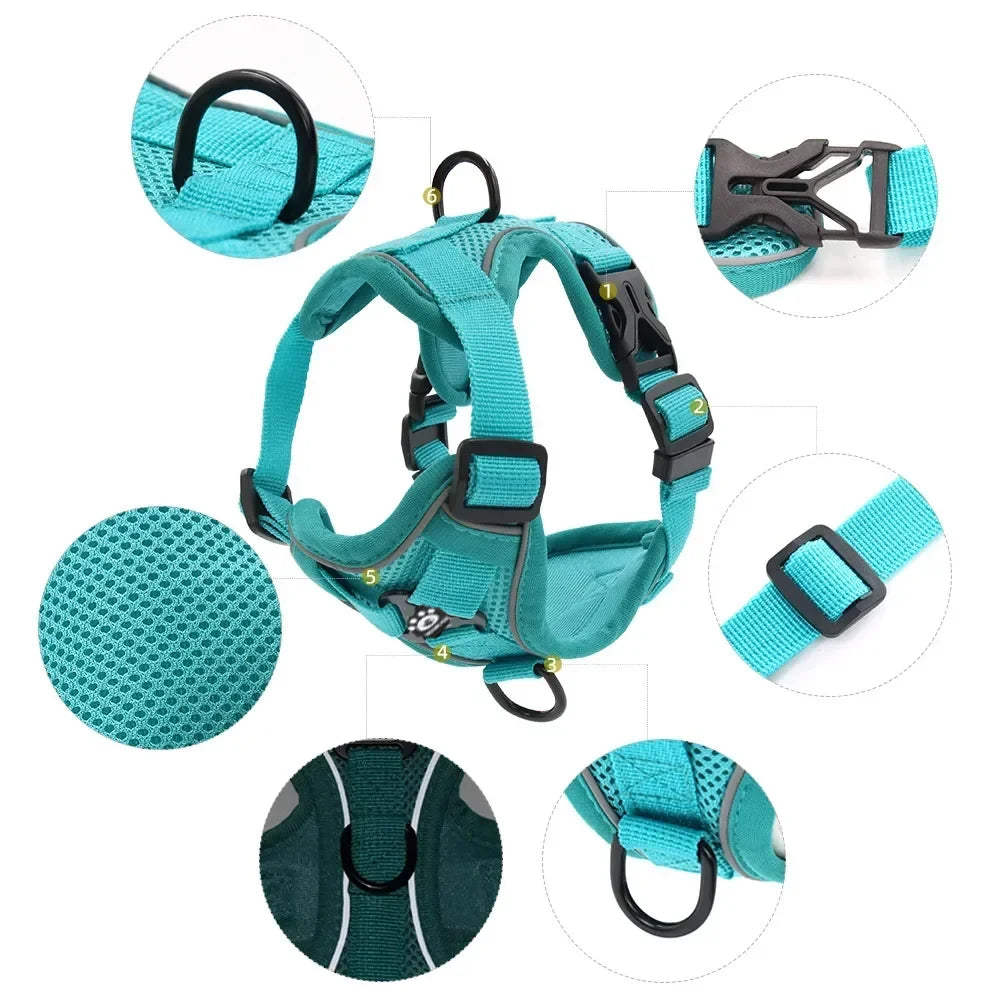 Adjustable Reflective Dog Harness & Leash Set