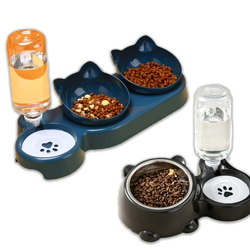 Pet Feeding Station with Gravity Water Dispenser