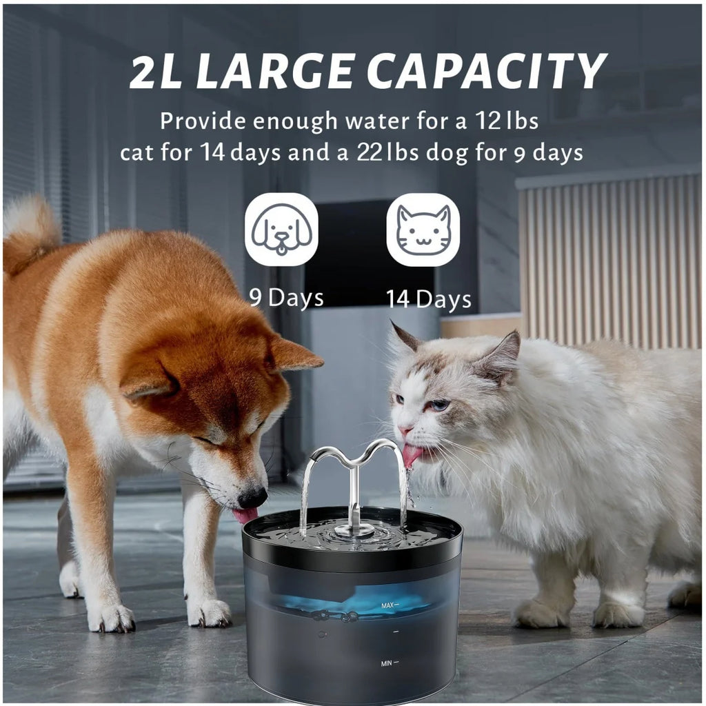 QuietFlow Pet Water Fountain – 2.1L