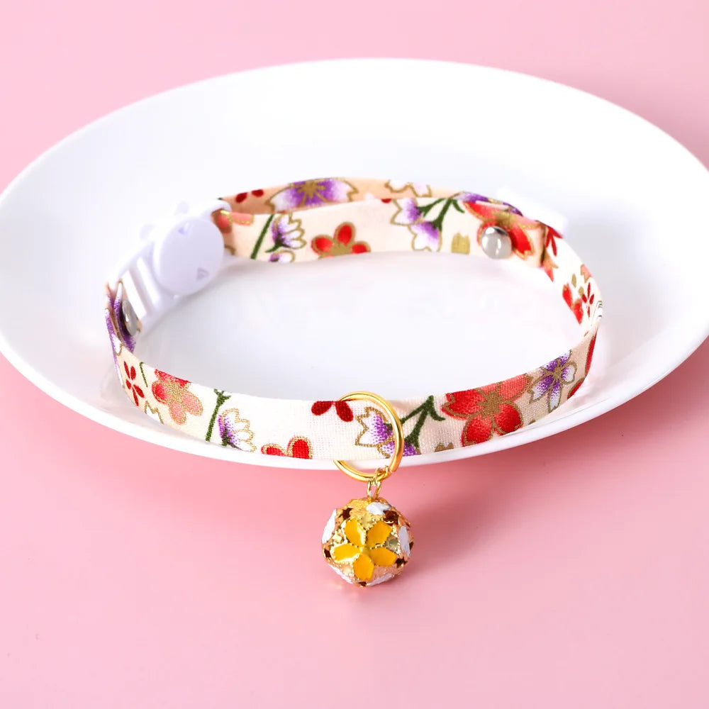 Floral Bell Cat Collar