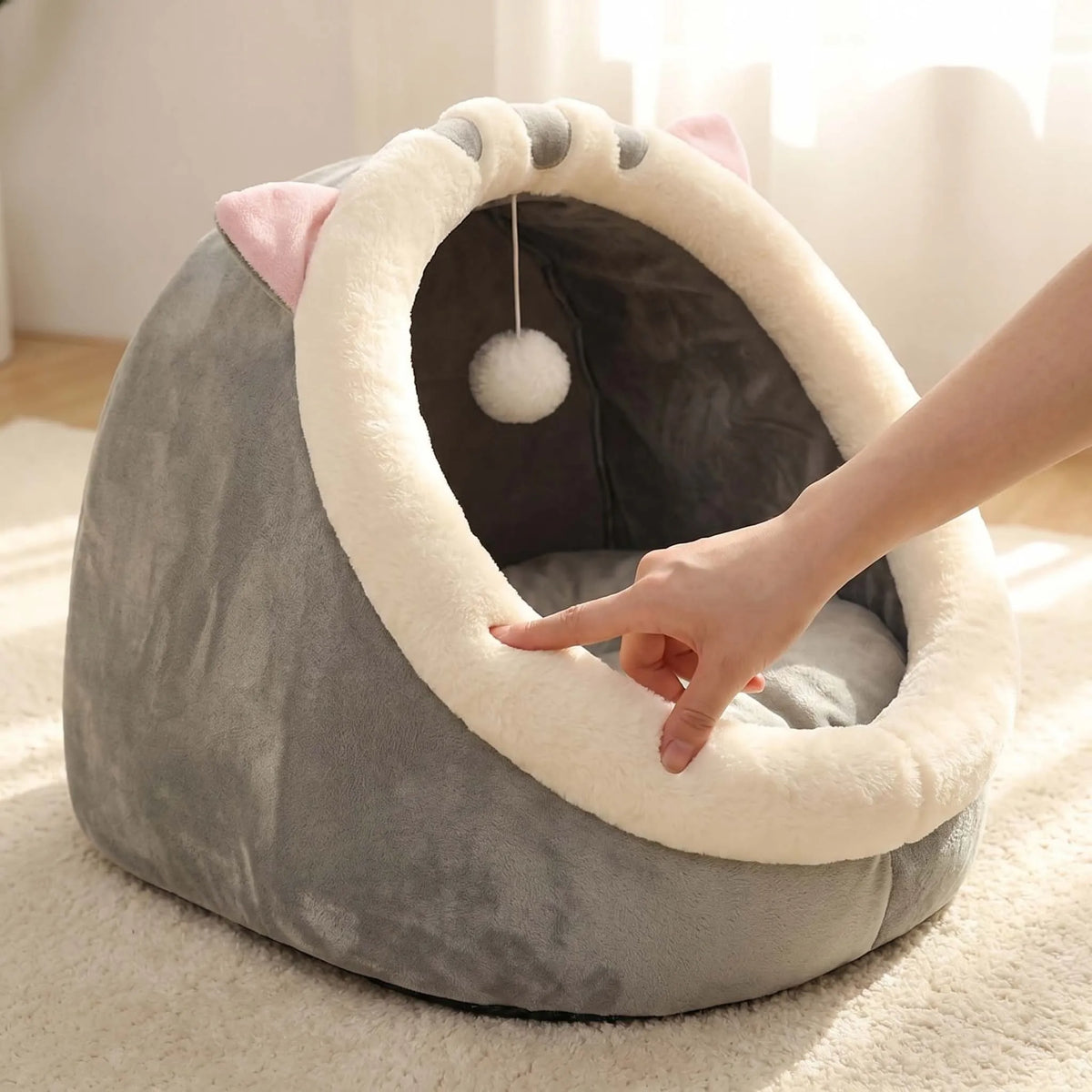 Cozy Whiskers Cat Cave Bed