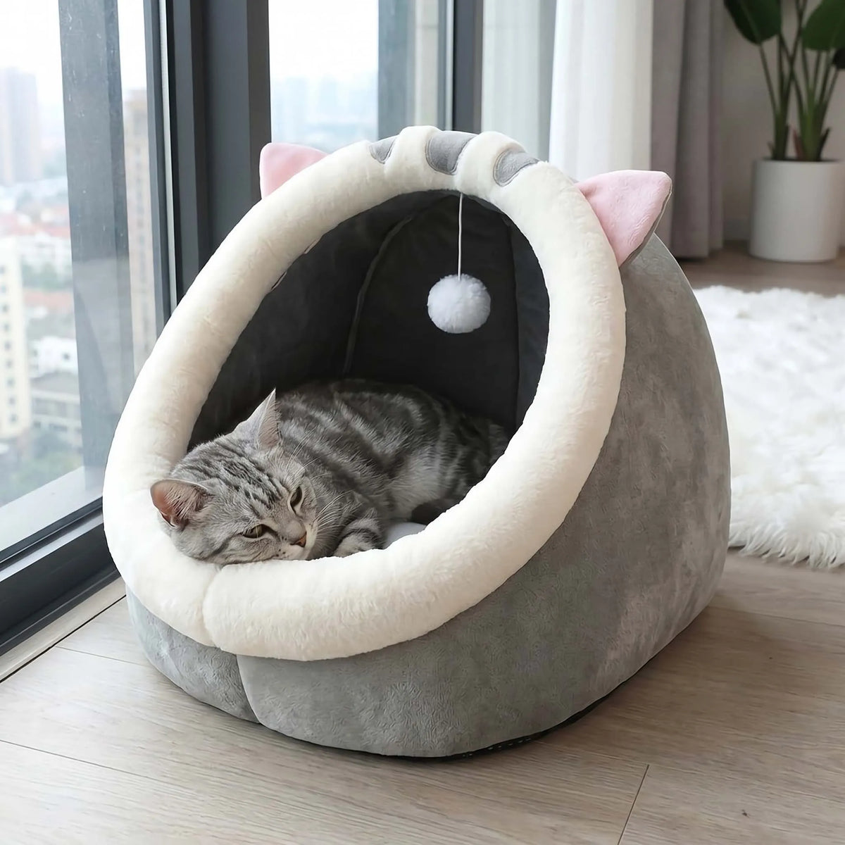 Cozy Whiskers Cat Cave Bed