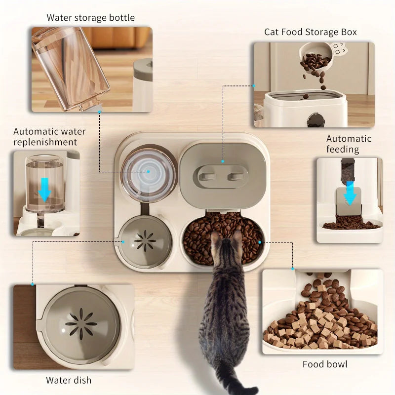 2-in-1 Gravity Feeder & Water Dispenser for Cats & Small Dogs