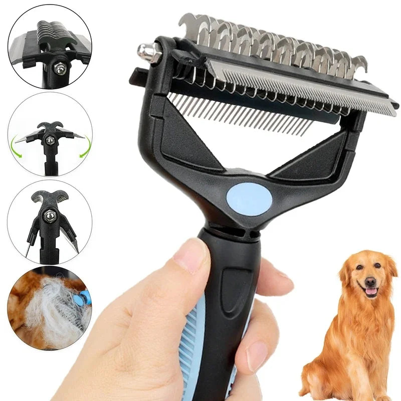 3-in-1 Deshedding & Dematting Brush for Dogs & Cats