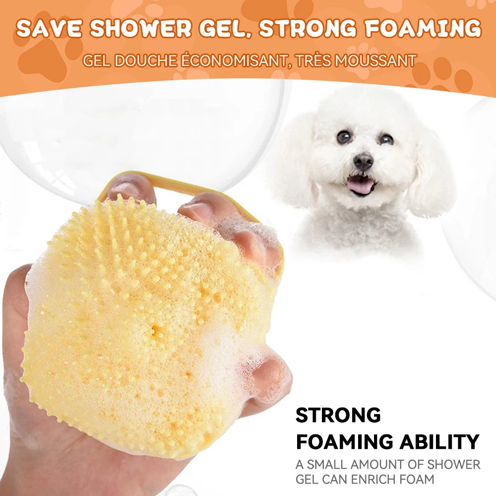 Soft Silicone Pet Bath Brush with Shampoo Dispenser