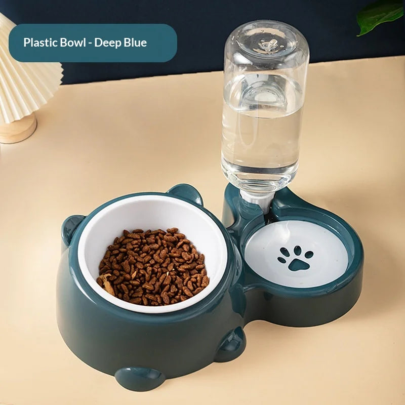 Pet Feeding Station with Gravity Water Dispenser