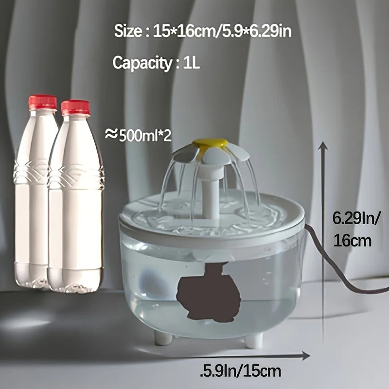 Flower Water Fountain for Cats & Small Dogs