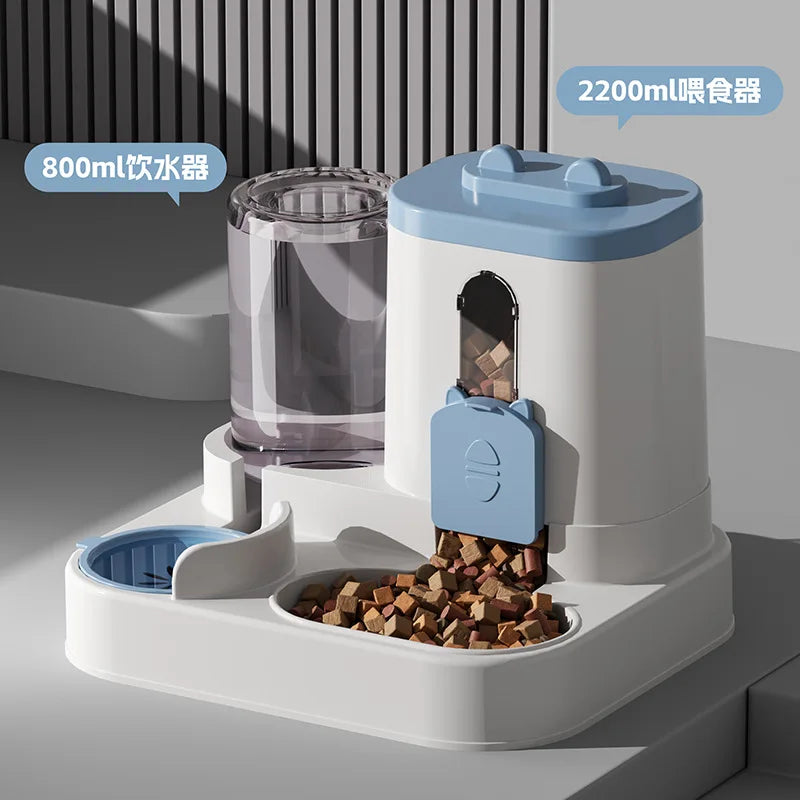 2-in-1 Gravity Feeder & Water Dispenser for Cats & Small Dogs