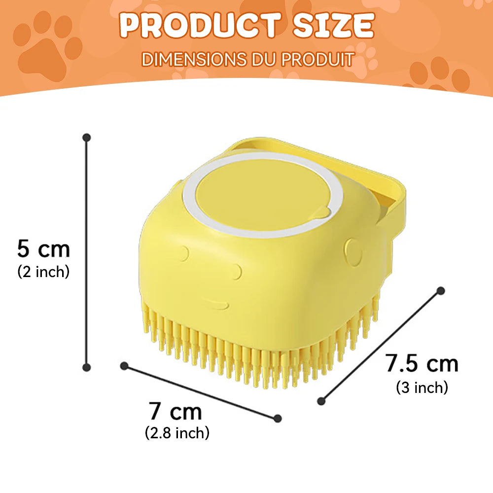 Soft Silicone Pet Bath Brush with Shampoo Dispenser