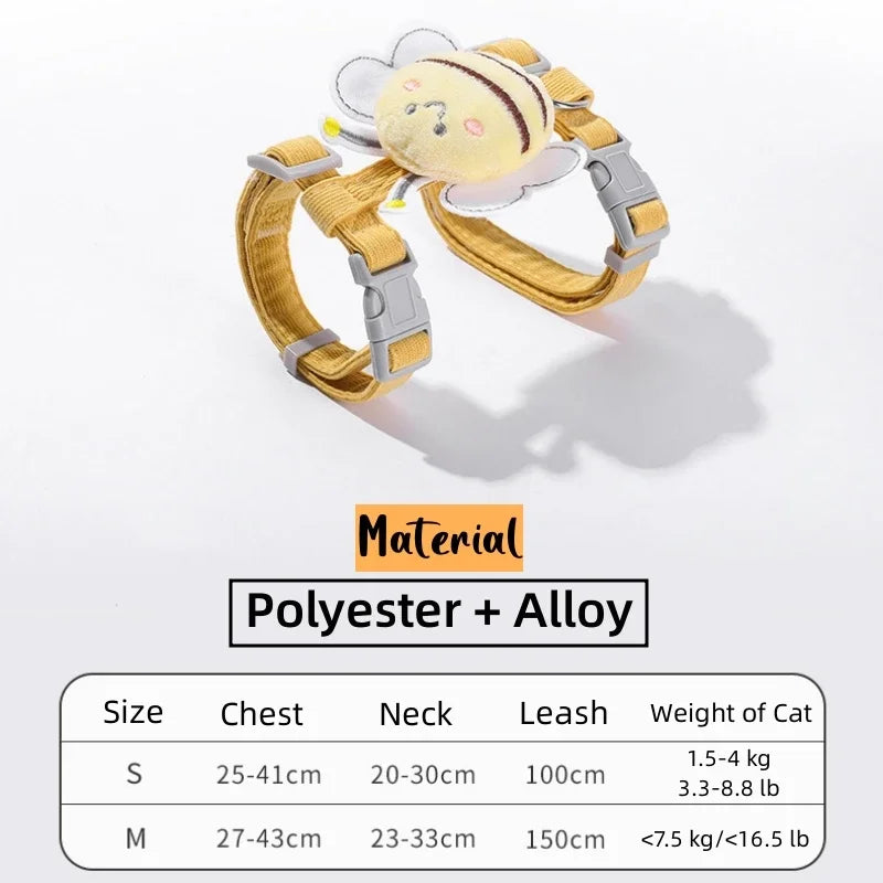 Adjustable Bee Cat Harness & Leash Set