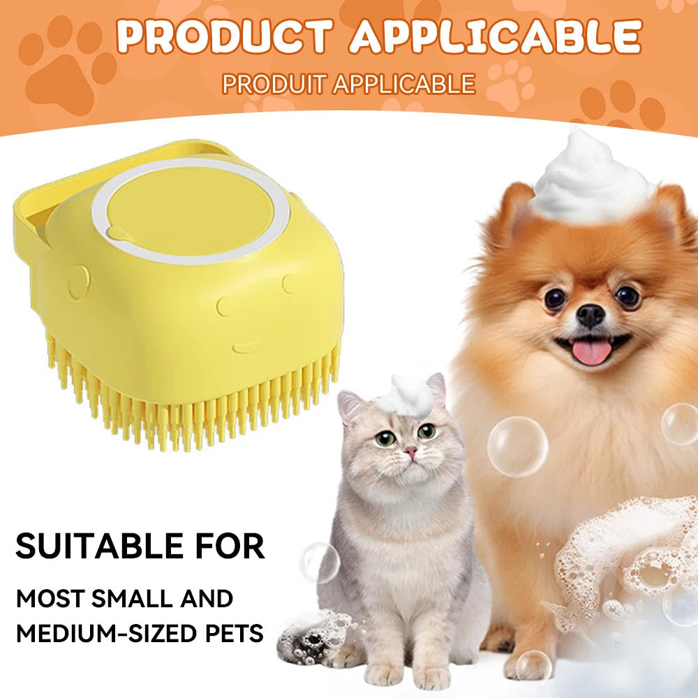 Soft Silicone Pet Bath Brush with Shampoo Dispenser