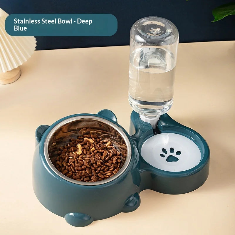 Pet Feeding Station with Gravity Water Dispenser