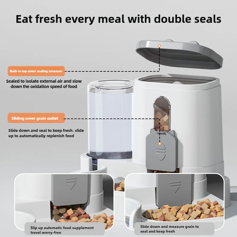 2-in-1 Gravity Feeder & Water Dispenser for Cats & Small Dogs