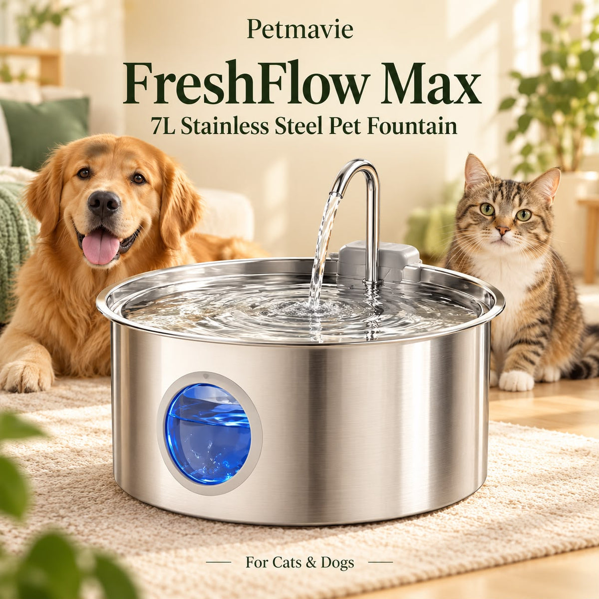 FreshFlow Max 7L Stainless Steel Pet Fountain