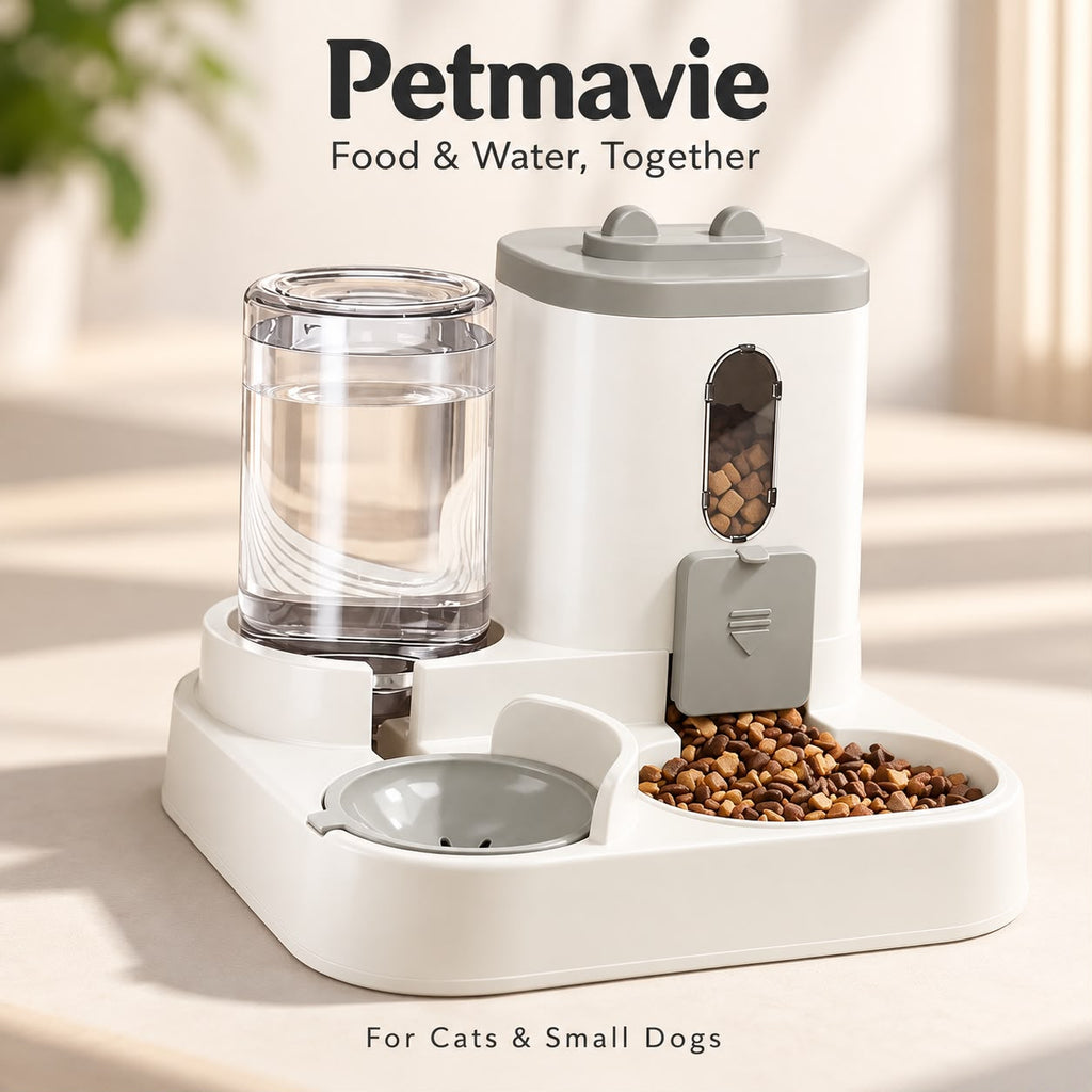 2-in-1 Gravity Feeder & Water Dispenser for Cats & Small Dogs