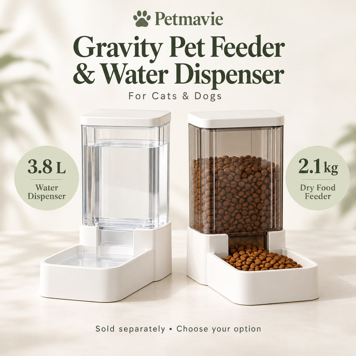 Gravity Pet Feeder & Water Dispenser