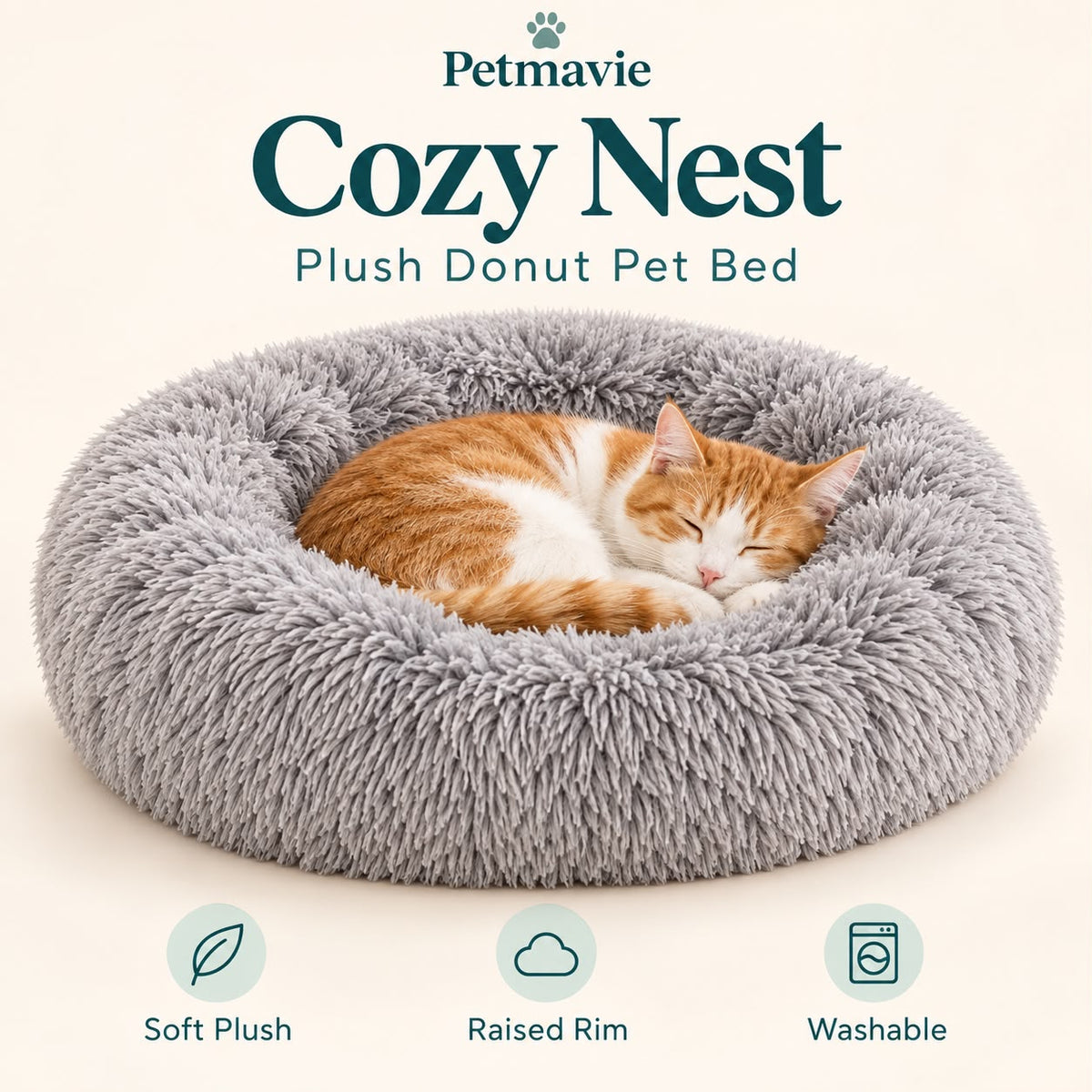 Cozy Nest – Plush Donut Pet Bed