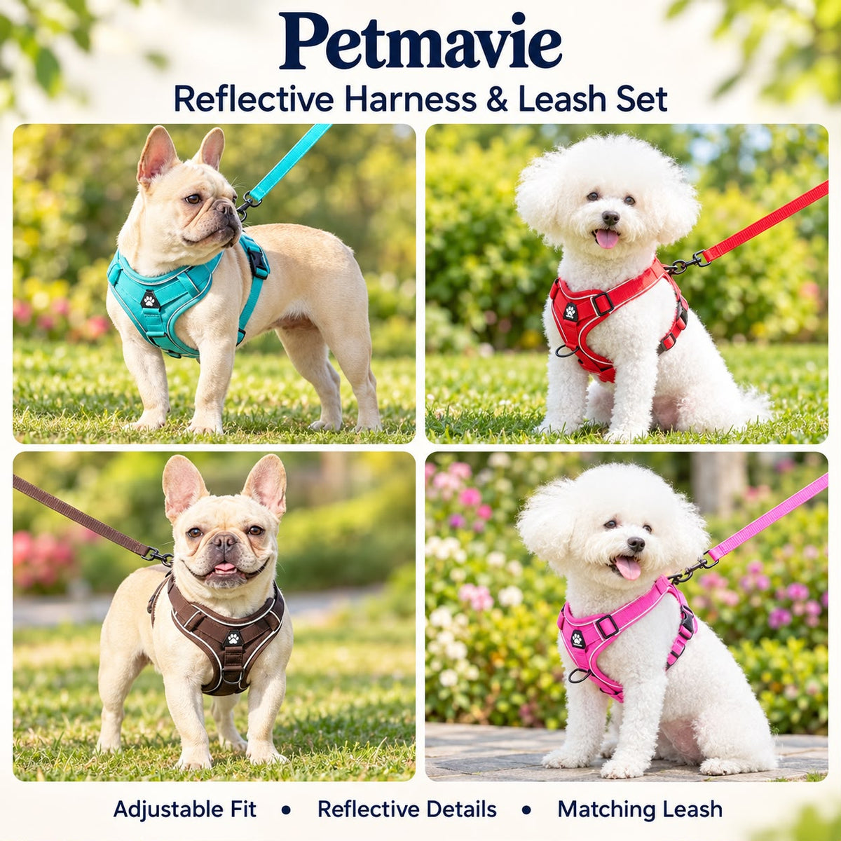 Adjustable Reflective Dog Harness & Leash Set