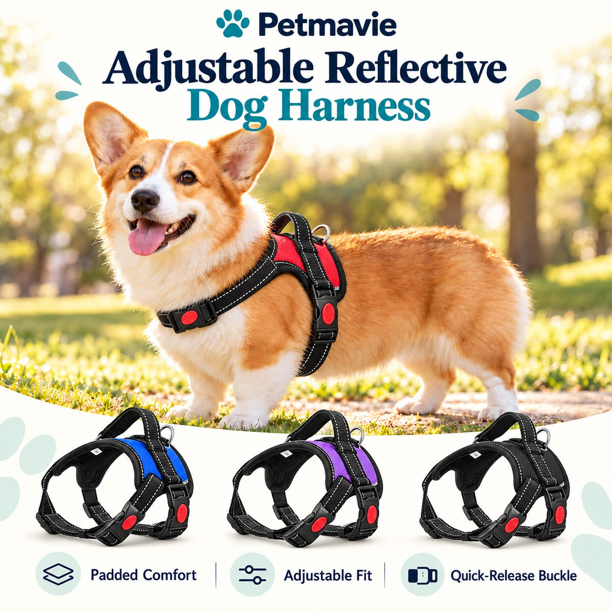 Adjustable Reflective Dog Harness