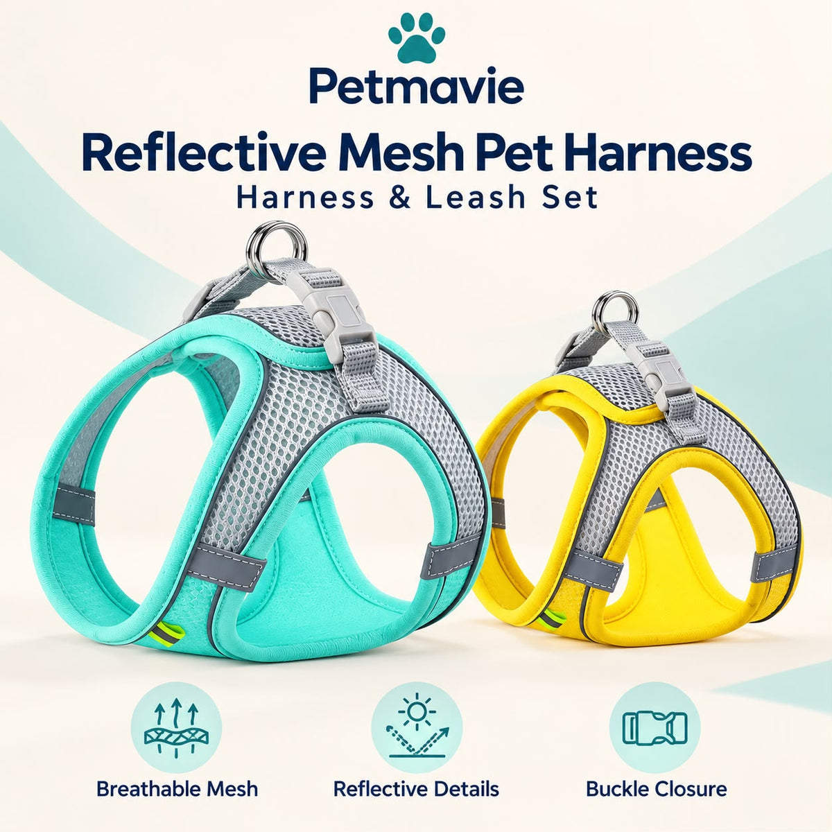 Reflective Mesh Pet Harness & Leash Set