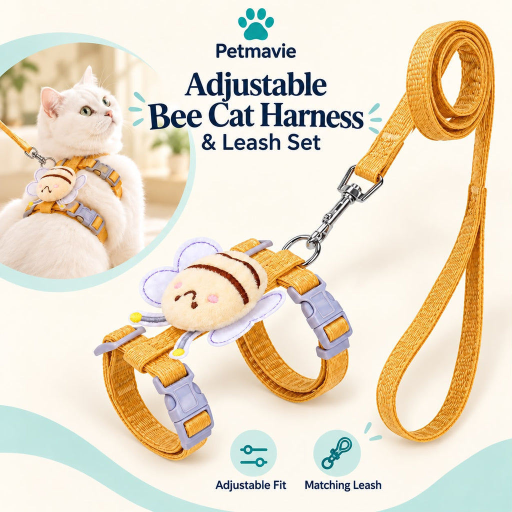 Adjustable Bee Cat Harness & Leash Set