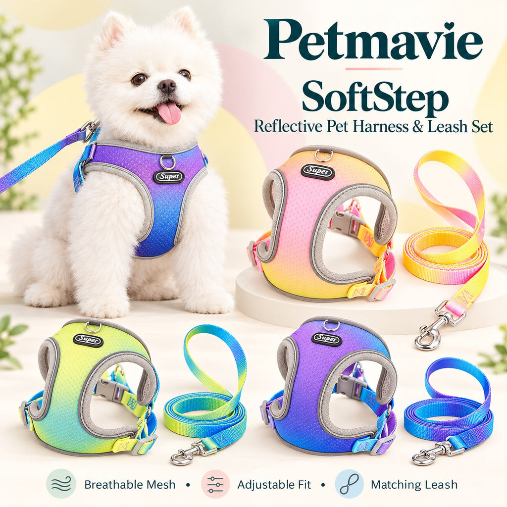 SoftStep Reflective Pet Harness & Leash Set