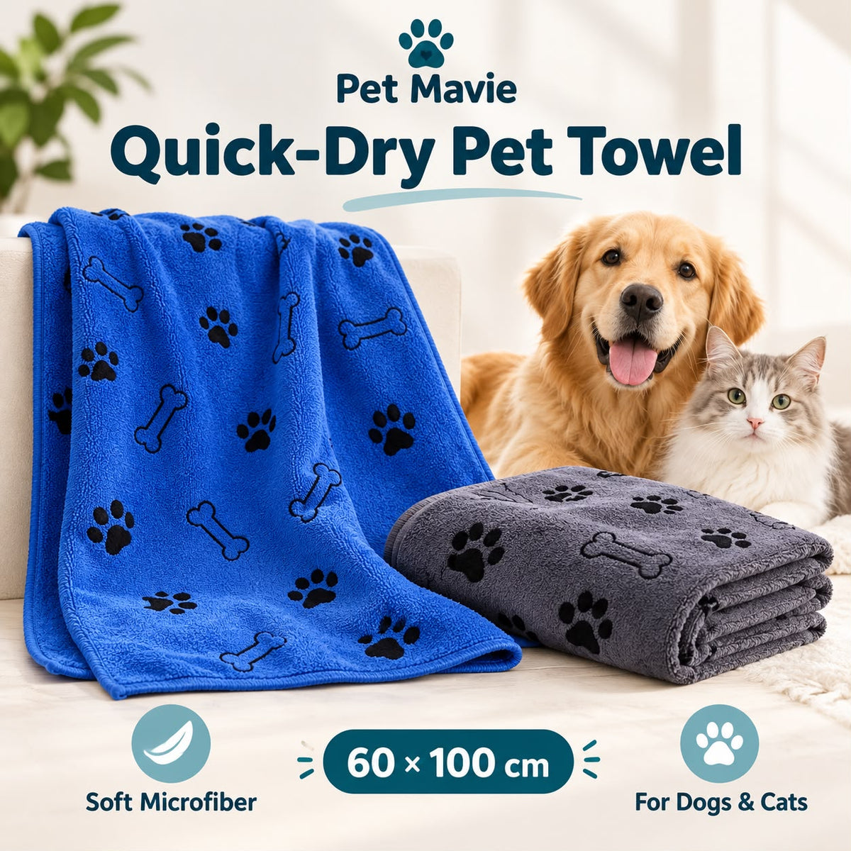 Quick-Dry Microfiber Pet Towel