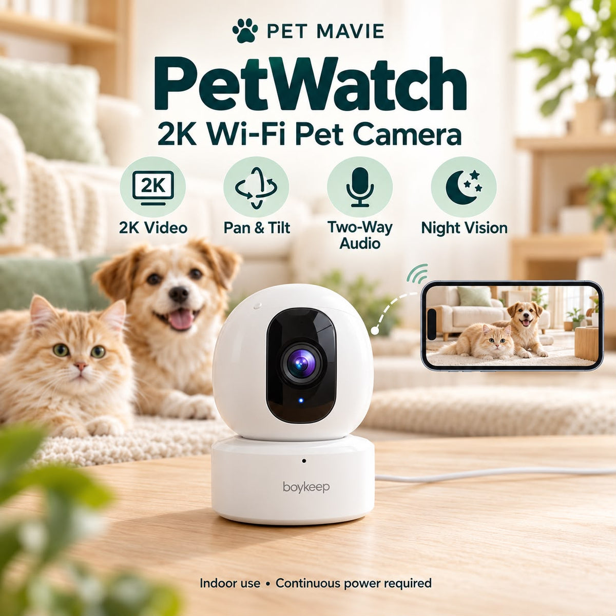 PetWatch 2K Wi-Fi Pet Camera