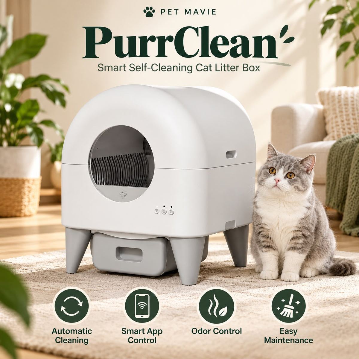 PurrClean Smart Self-Cleaning Cat Litter Box